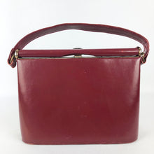 Load image into Gallery viewer, Original 1950s Burgundy Faux Leather Box Bag Made in 1953 for the Coronation