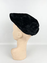 Load image into Gallery viewer, Original 1930's Inky Black Velvet Seamed Beret - Charming Little Hat