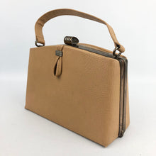 Load image into Gallery viewer, Original 1940s 1950s Tan Faux Leather Box Bag and Matching Coin Purse
