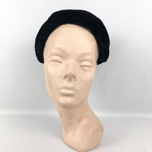 Load image into Gallery viewer, Original 1950s Black Velvet Half Hat - Classic Piece