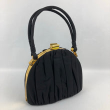 Load image into Gallery viewer, 1940s Black Grosgrain Bag with Gold Frame and Matching Purse - Made by Ingber