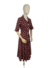 Load image into Gallery viewer, Original 1950's Brown and White Polka Dot Day Dress with Mother of Pearl Buttons - Bust 36 38