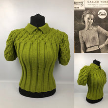 Load image into Gallery viewer, Reproduction 1940s Rib and Cable Knit Jumper - B36 38 40