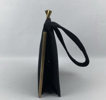 Load image into Gallery viewer, 1940s Black Box Bag with Gold Metal Trim
