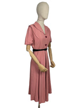 Load image into Gallery viewer, Original 1950's Dusky Pink Day Dress with Burgundy Buttons - Bust 36