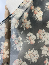 Load image into Gallery viewer, Original 1930's Fine Floral Chiffon Scarf on Black - Great Christmas Gift
