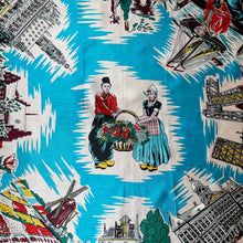 Load image into Gallery viewer, Vintage Artificial Silk Scarf with Tulips and Tourist Attractions - Holland Tourist Piece - Great Turban or Headscarf