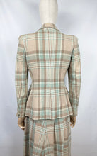Load image into Gallery viewer, AS IS Original 1930s or 1940s Lightweight Wool Check Suit in Duck Egg, Mocha and Cream - Bust 34 35
