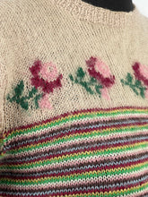 Load image into Gallery viewer, Original 1950s Fair Isle Roses Knit with Colourful Stripes - Bust 36 37