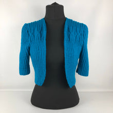 Load image into Gallery viewer, 1940s Reproduction Hand Knitted Bolero in Empire Blue - B34 35 36 37 38