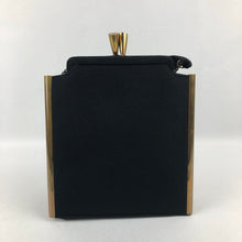Load image into Gallery viewer, 1940s Black Box Bag with Gold Metal Trim