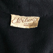 Load image into Gallery viewer, 1930s 1940s Black Wool Day Dress with Faux Fur Trim on Pockets - Bust 42 44