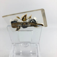 Load image into Gallery viewer, Original 1940s 1950s Reverse Carved Lucite Brooch with Three Blue Flowers*