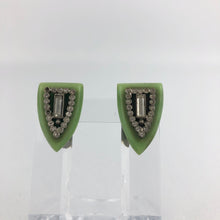 Load image into Gallery viewer, 1930s 1940s Pair of German Green Plastic and Paste Dress Clips