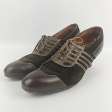 Load image into Gallery viewer, Wounded But Wearable Original 1930s Brown Leather and Suede Lace Up Shoes - Uk Size 6