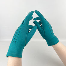 Load image into Gallery viewer, Vintage 1950's or 1960's Empired Made Seamed Gloves in Bright Turquoise - Great Vintage Accessory