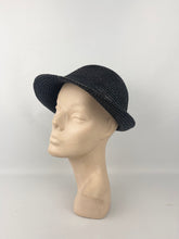Load image into Gallery viewer, Original 1930s Black Straw Cloche Hat with Charming Cherry Trim