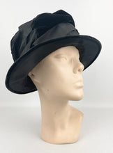 Load image into Gallery viewer, Original Edwardian Black Grosgrain and Velvet Hat with Silk Lining *
