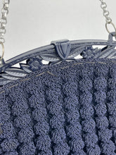 Load image into Gallery viewer, Original 1940s American Made Crochet Bag in Navy