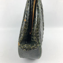 Load image into Gallery viewer, Incredible 1930s 1940s Green Snakeskin and Leather Handbag
