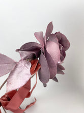 Load image into Gallery viewer, Original 1930s Pink Floral Headband with Velvet Ribbon Bow Trim - Vintage Wedding
