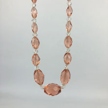 Load image into Gallery viewer, Original 1940s 1950s Peach and Clear Faceted Glass Graduated Bead Necklace