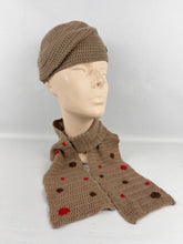Load image into Gallery viewer, Original Knitted Cap and Scarf with Polka Dot Embroidery