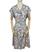 Load image into Gallery viewer, Original Volup 1950's Kenrose Grey Cotton Dress with Pink and White Floral - Bust 40 42 *