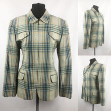 Load image into Gallery viewer, Vintage Zip Front Jacket in Green, Yellow and Navy Check - B38 40
