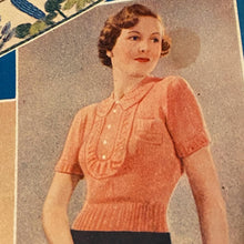 Load image into Gallery viewer, 1930s Reproduction Jumper with Jabot and Lace Trim in Slate Rose - Bust 33 34