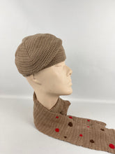 Load image into Gallery viewer, Original Knitted Cap and Scarf with Polka Dot Embroidery
