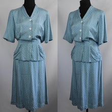 Load image into Gallery viewer, 1940s Silk Dress With Peplum - B38/40