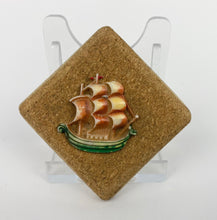 Load image into Gallery viewer, Original 1940s Make Do and Mend Brooch - Sailing Ship on Cork - Homemade Piece
