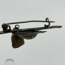 Load image into Gallery viewer, 1930s 1940s White Metal Tyrolean German Novelty Brooch with Walking Stick, Hat and Cow Bell