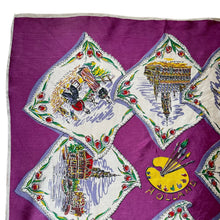 Load image into Gallery viewer, Vintage Artificial Silk Scarf with Tulips, Artist Palette and Tourist Attractions - Holland Tourist Piece - Great Turban or Headscarf