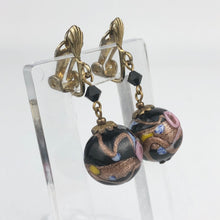 Load image into Gallery viewer, Vintage Black Wedding Cake Glass Clip On Earrings