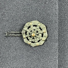 Load image into Gallery viewer, Original 1940s Blue Wool Coat with Fabulous Spiderweb Buttons - Bust 36 37 38