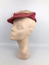 Load image into Gallery viewer, Original 1930s Salmon Pink Woven Hat with Celluloid Feather Trim
