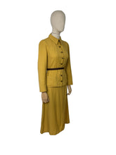 Load image into Gallery viewer, Original 1930's Lightweight Wool Suit in Mustard - Silk Lined - Stunning Buttons - Bust 33 34