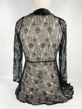 Load image into Gallery viewer, Original 1930s Black Lace Tunic Blouse with Asymmetrical Finish - Bust 32 33 34