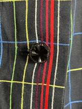 Load image into Gallery viewer, Original 1940’s 1950’s Black and Plaid Fine Cotton Dress with Glass Buttons - Bust 38 *
