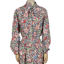 Load image into Gallery viewer, Original 1940's Bright Floral Cotton Hostess Dress in Red, Blue, Pink, Green and White - Housecoat - Bust 40 42