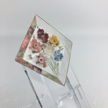 Load image into Gallery viewer, Original 1940s 1950s Reverse Carved Diamond Shaped Lucite Brooch with Flowers in a Vase *