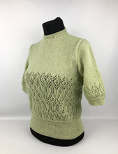 Load image into Gallery viewer, Reproduction 1940s Lace Knit Jumper in Soft Pistachio Green