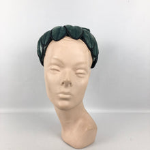 Load image into Gallery viewer, 1950s Blue Cotton Velvet Petal Half Hat with Wired Frame