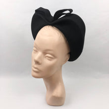 Load image into Gallery viewer, 1940s Black Felt Heart Shaped Hat with Bow Trim