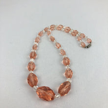 Load image into Gallery viewer, Original 1940s 1950s Peach and Clear Faceted Glass Graduated Bead Necklace