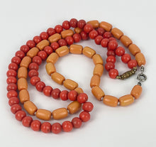 Load image into Gallery viewer, Original Vintage Necklace Duo - Coral Coloured Glass and Orange Plastic - Vintage Jewellery