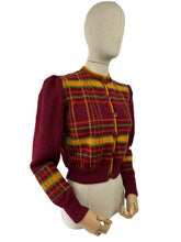 Load image into Gallery viewer, Late 1930's Reproduction Hand Knitted Long Sleeved Ski Jacket in Bordeaux, Amber, Terracotta and Bayleaf Green Pure Wool - Bust 36