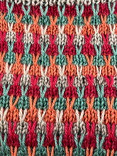 Load image into Gallery viewer, Reproduction 1940’s Hand Knitted Striped Jumper in Green, Red and Rust - Bust 34 36